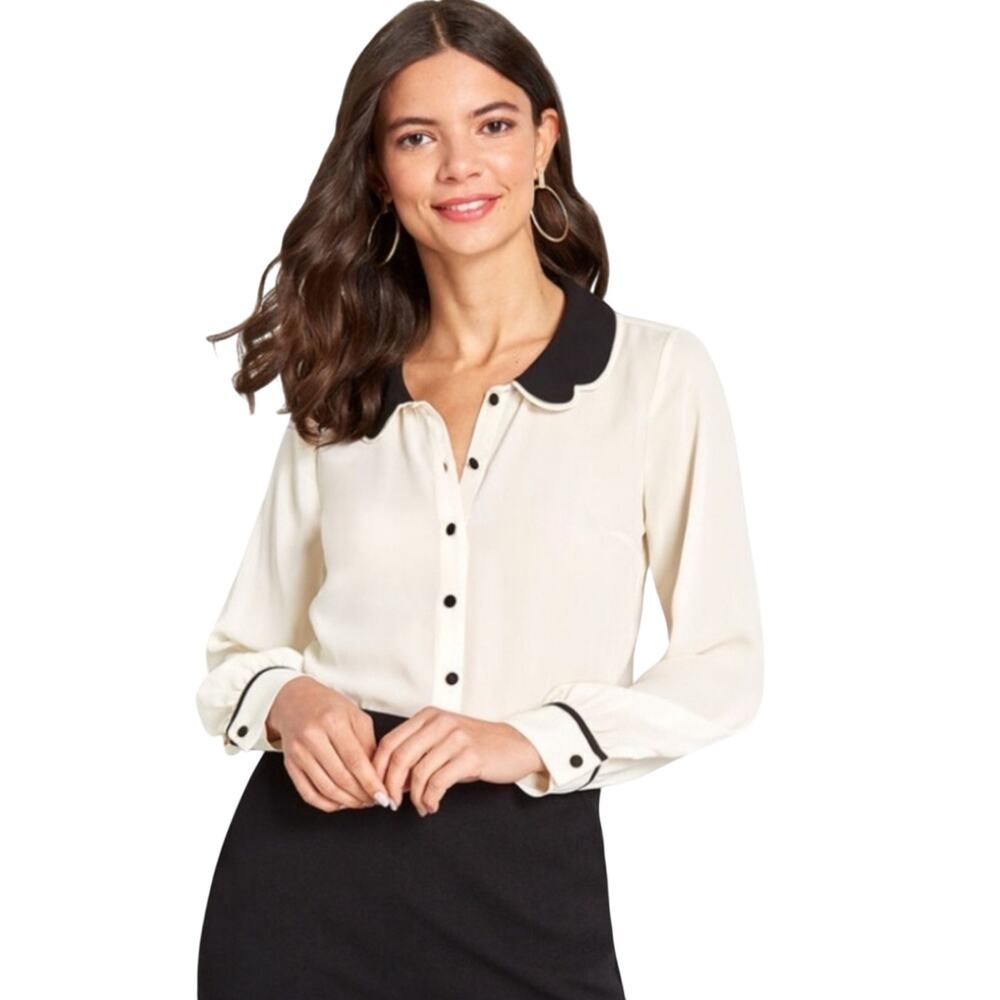 Modcloth Your True Collar Ivory‎ Button Up Blouse Size 3X